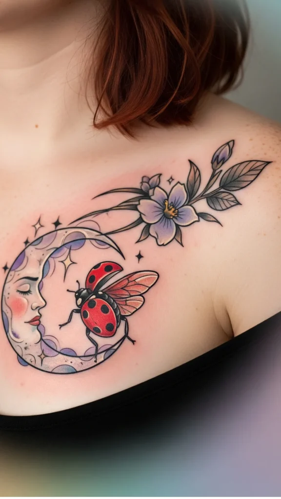 Crescent Moon & Ladybug
