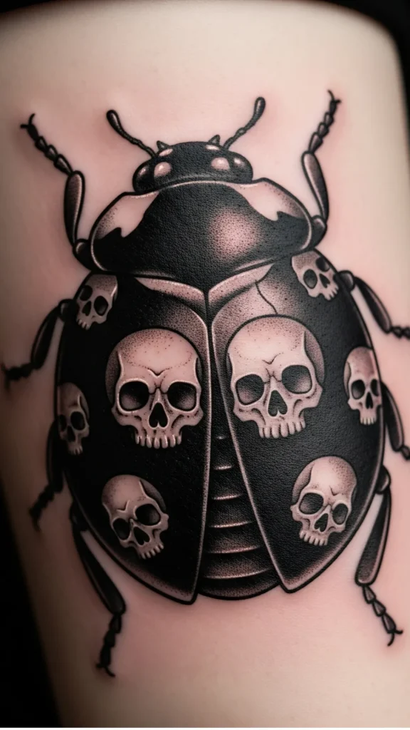 Dark-Inked Ladybug with Skull Spots