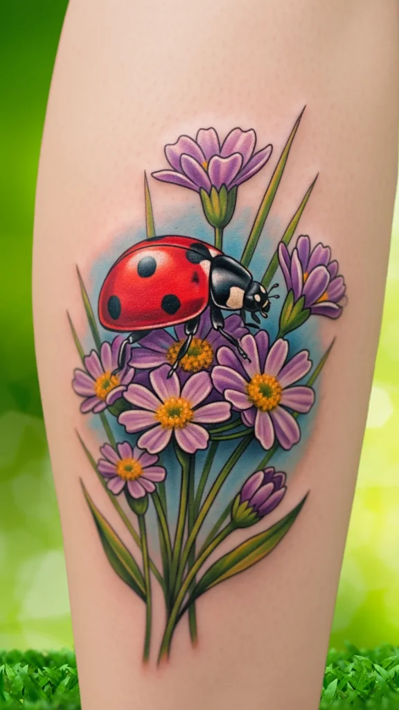 Ladybug in Wildflower Cluster