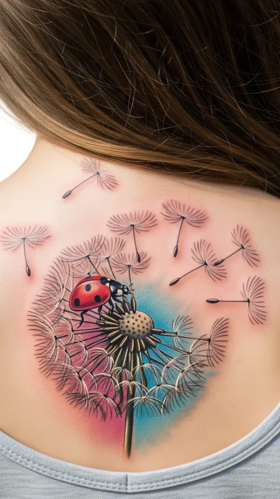 Ladybug on a Dandelion Puff