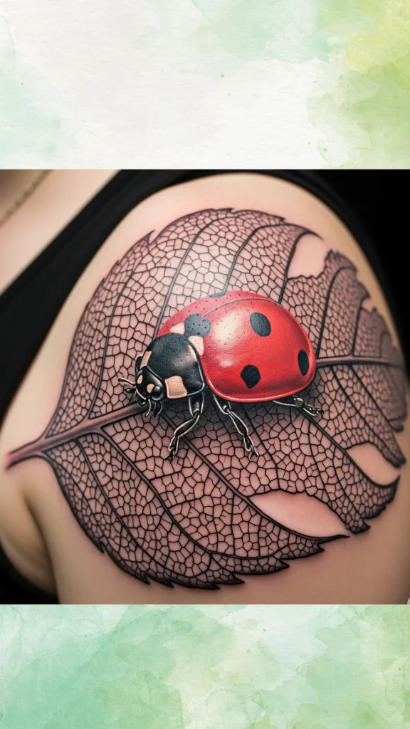 Ladybug on a Leaf Vein