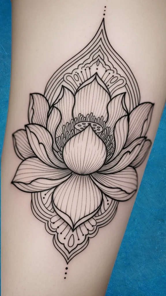 Lotus with Fine Line Detail