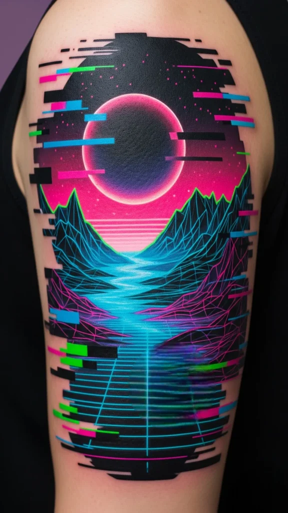 Neon Glitch Landscape
