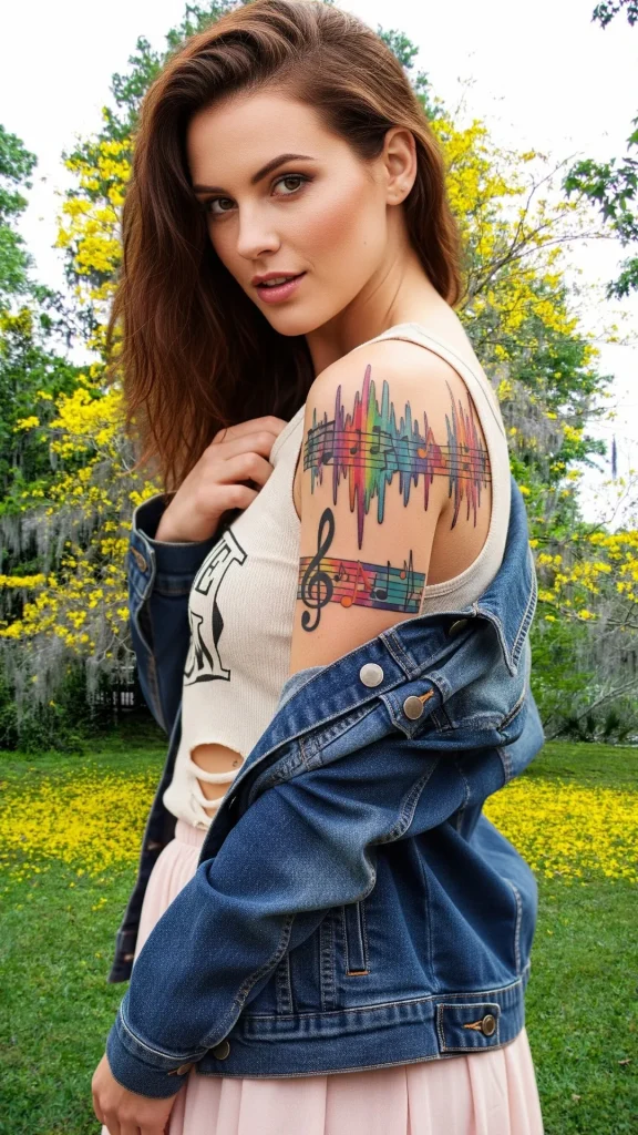 Abstract Music Wave Tattoo