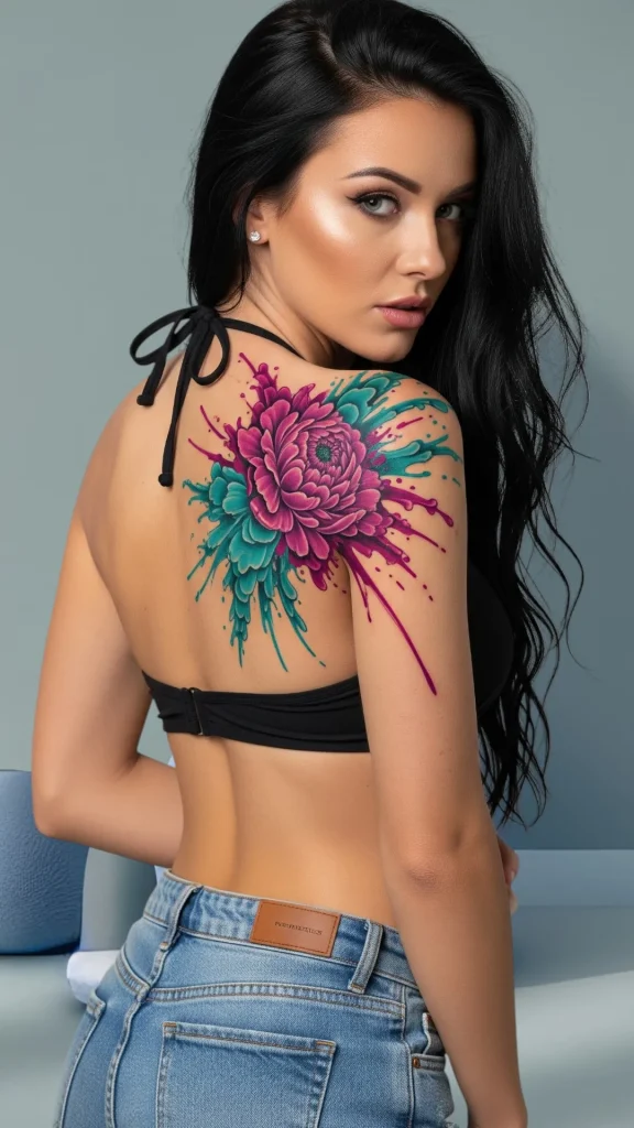 Blooming Ink Splash Tattoo