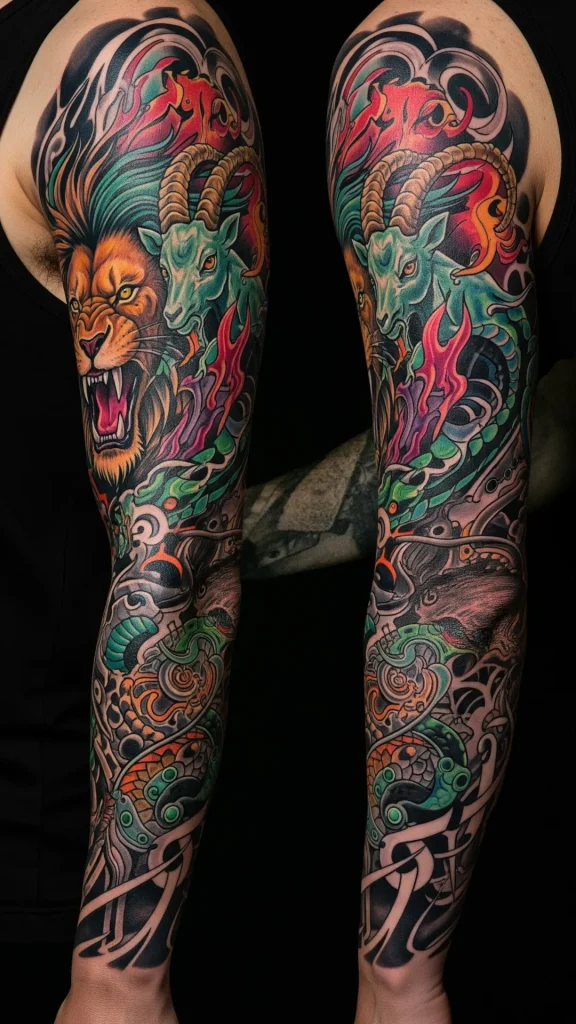 Chimera Chaos Sleeve Tattoo