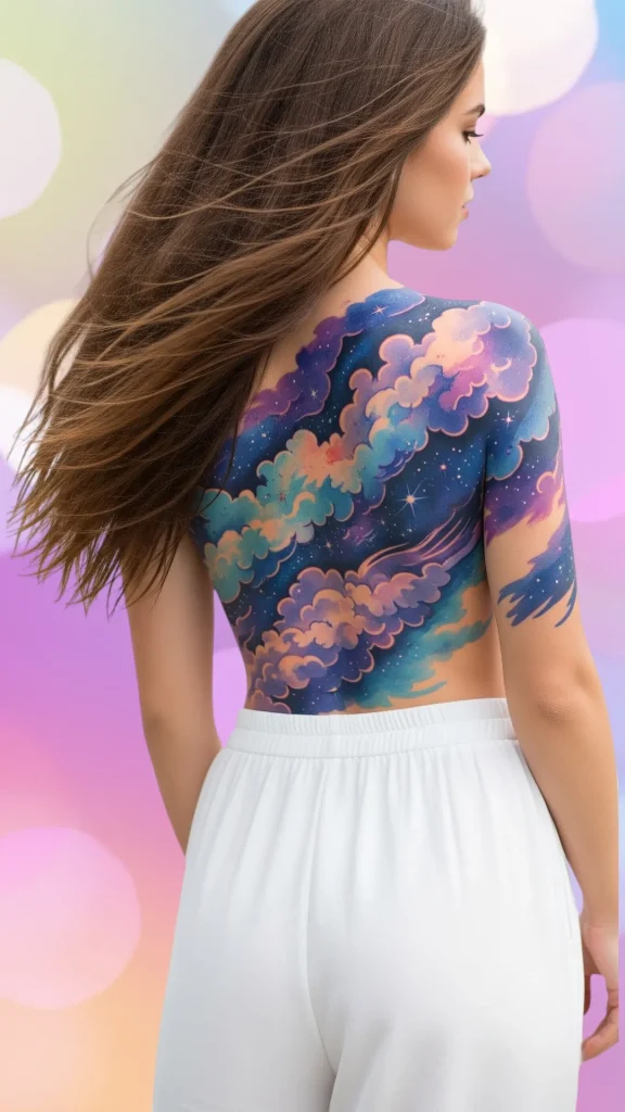 Cosmic Watercolor Cloud Tattoo