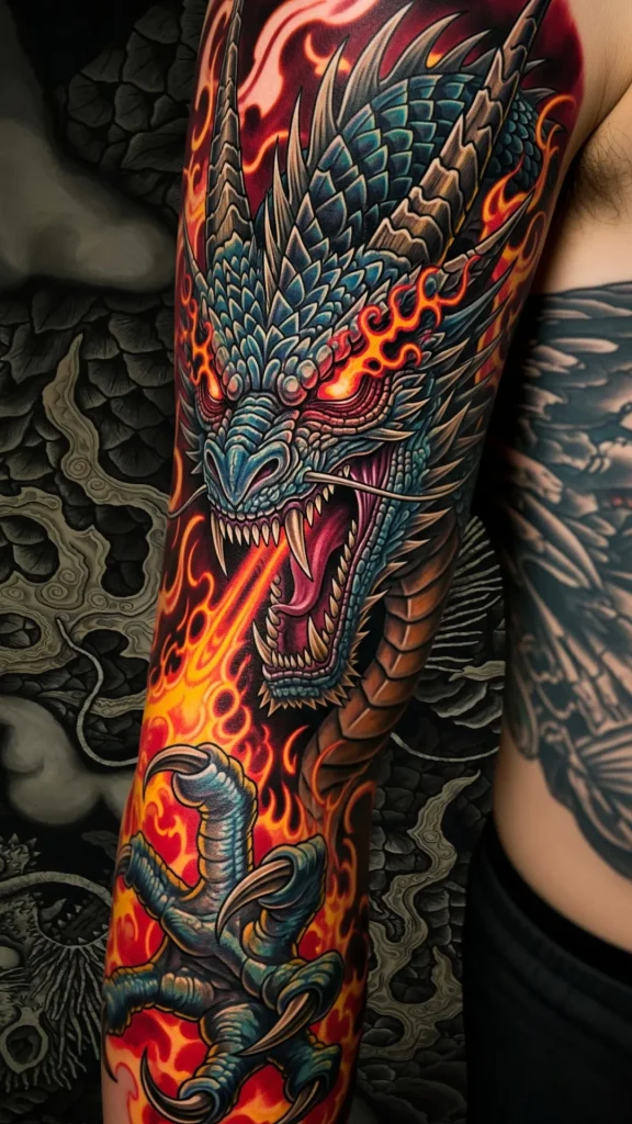 Dragon’s Wrath Sleeve Tattoo