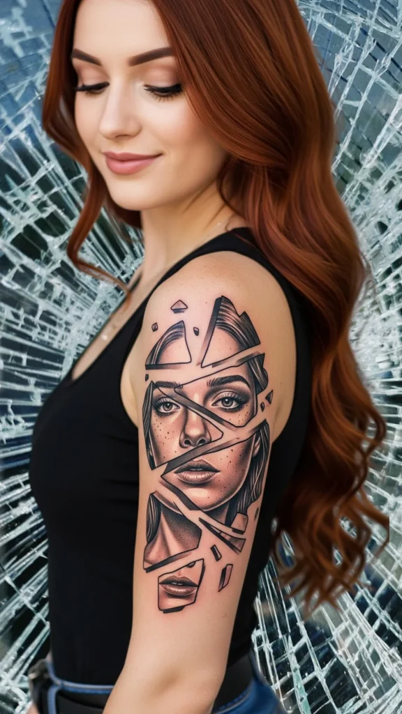 Fragmented Portrait Tattoo