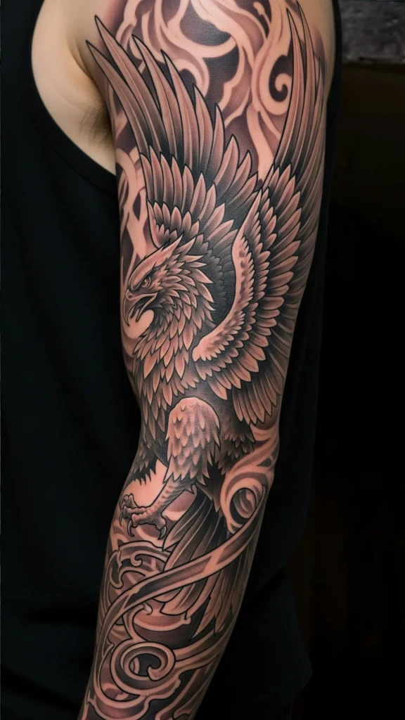 Griffin Guardian Sleeve Tattoo