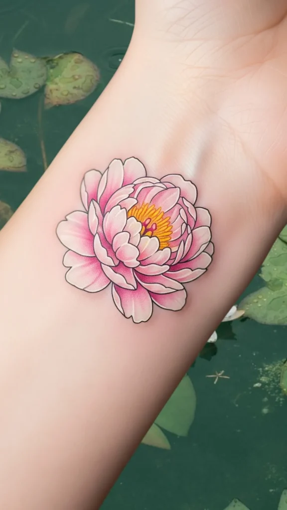 Mini Peony Wrist Tattoo