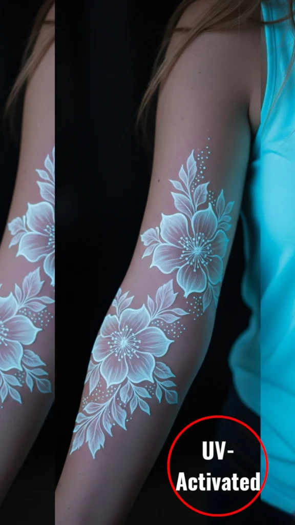 UV-Activated Floral Tattoo