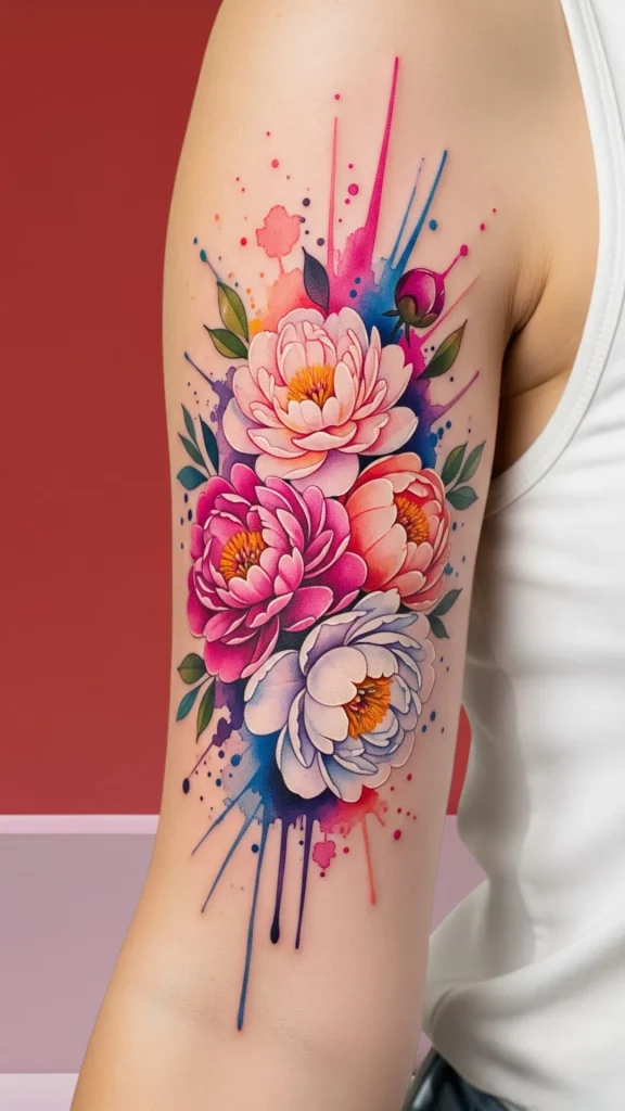 Watercolor Peony Burst