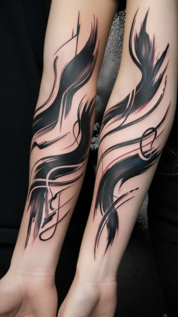 Abstract Brushstroke Tattoos