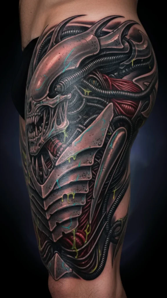 Alien Inspired Biomech Tattoo