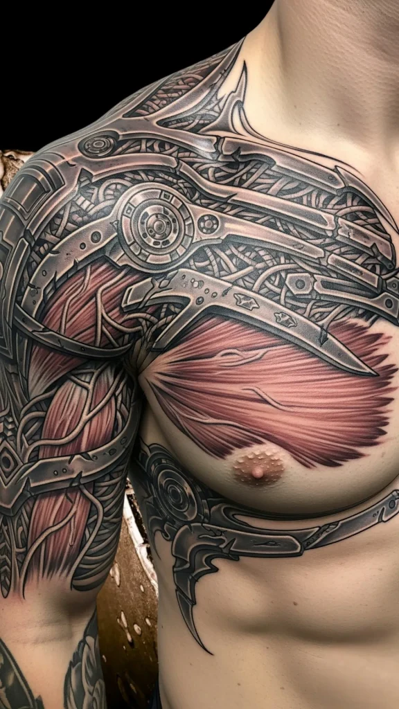 Biomechanical Shoulder Plate Tattoo