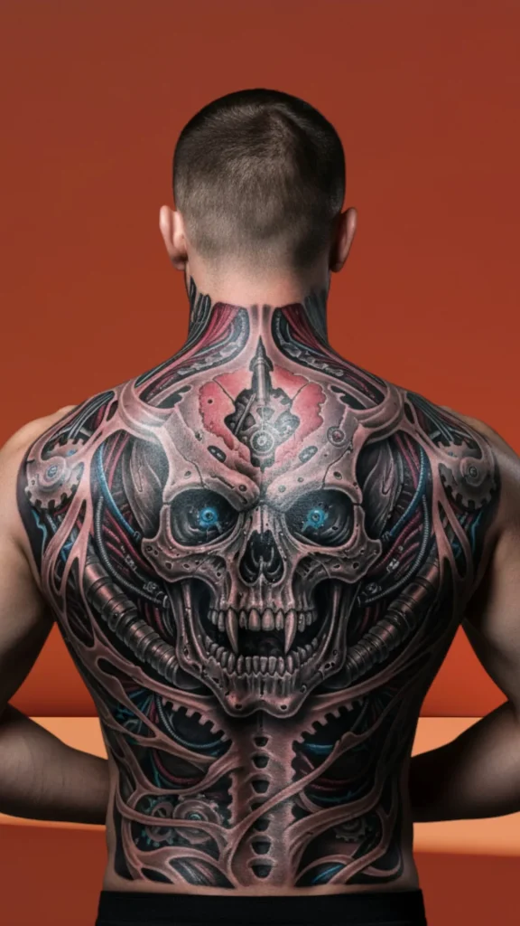 Biomechanical Skull Tattoo