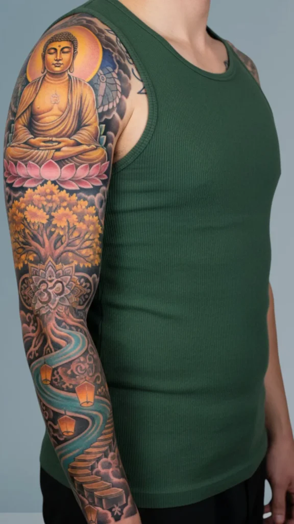 Buddhist Enlightenment Sleeve Tattoo