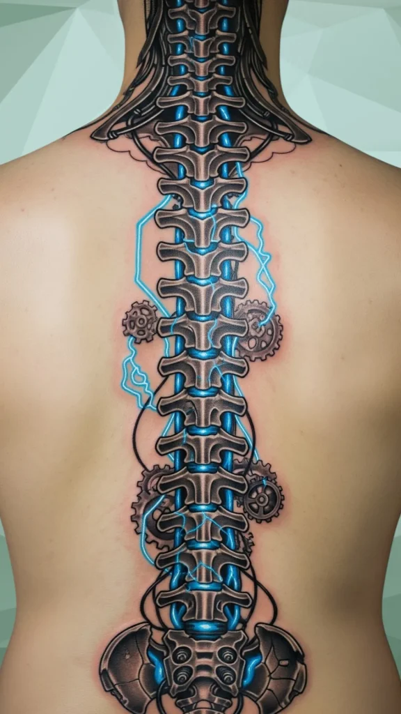 Cybernetic Spine Tattoo