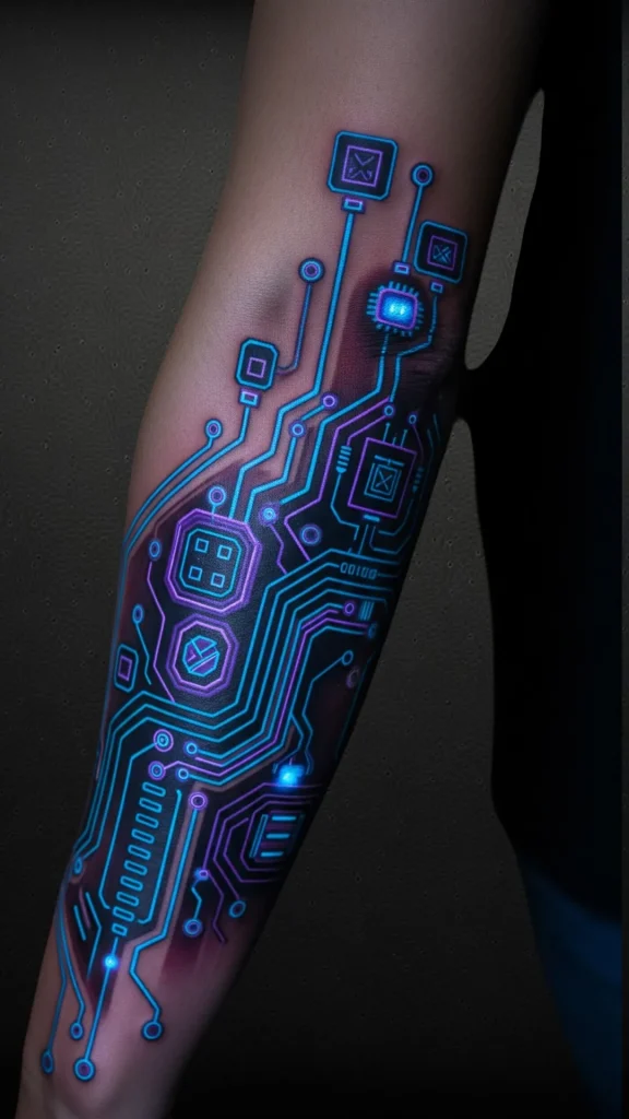Cyberpunk Circuitry Tattoo