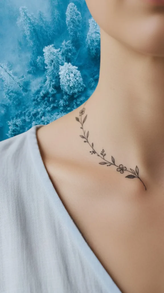 Delicate Floral Vine Tattoo