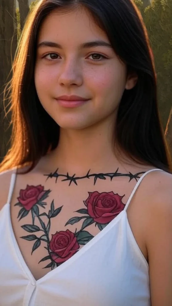 Entwined Roses with Barbed Thorns Tattoo