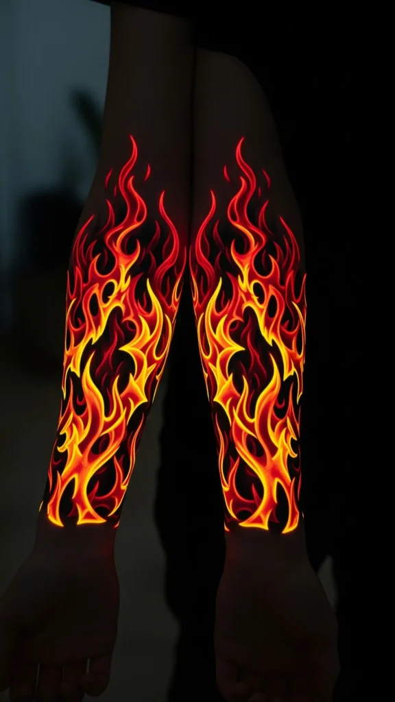 Fire & Flame Glow Tattoo