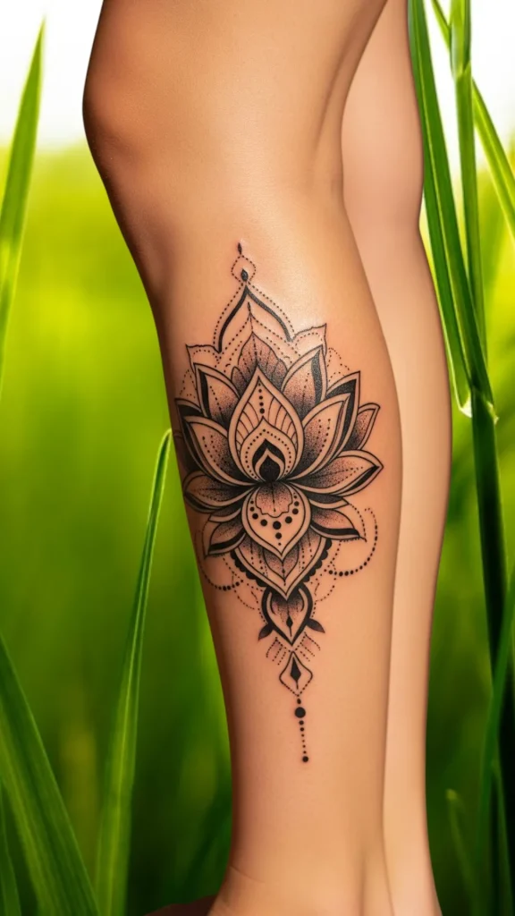 Geometric Lotus Designs Tattoo