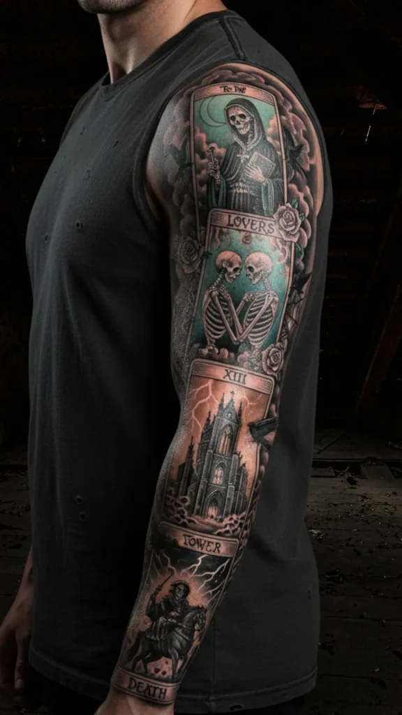 Gothic Tarot Sleeve Tattoo
