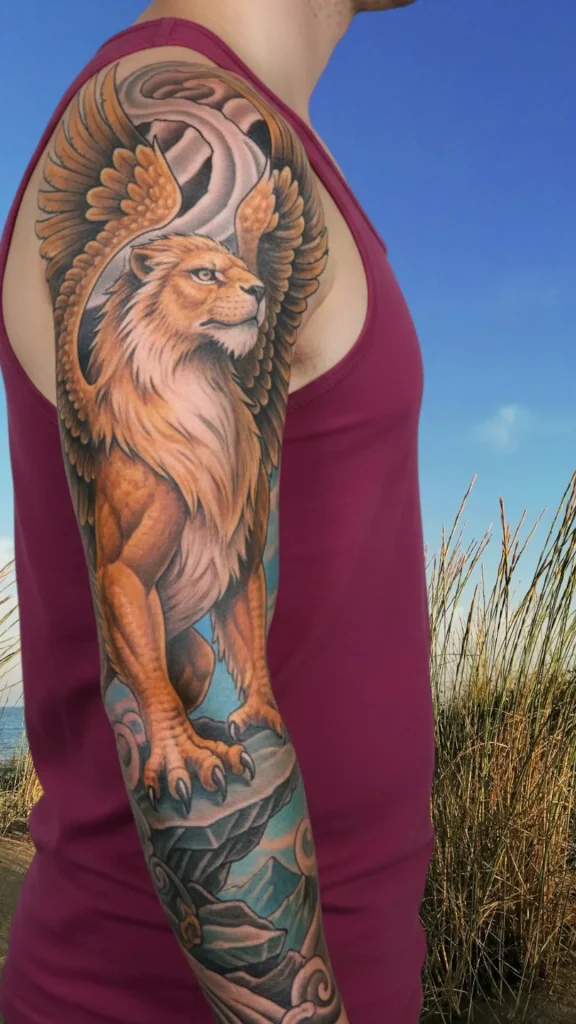 Griffin’s Majesty Lion Eagle Hybrid Tattoo