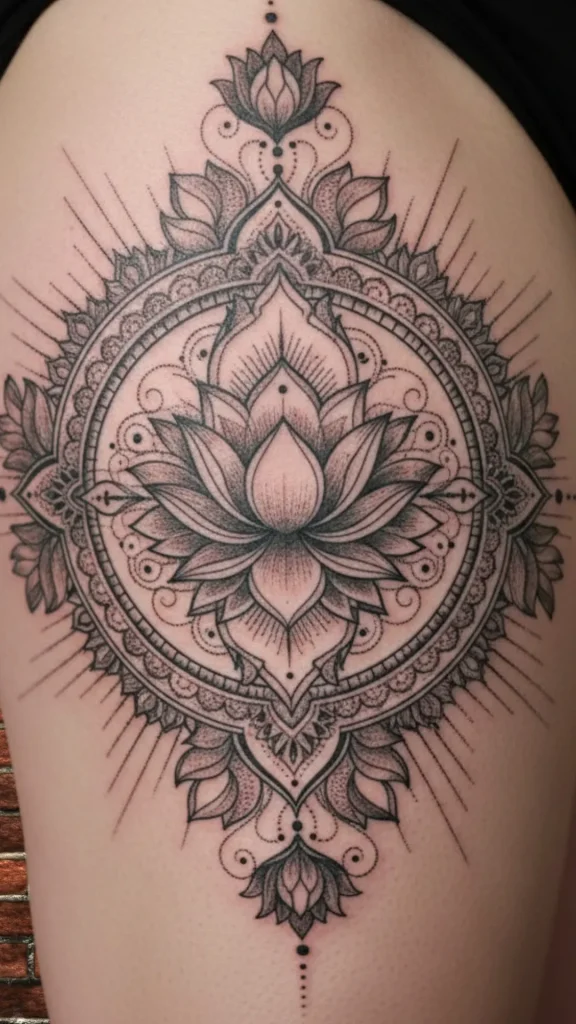 Lotus Inspired Blooming Mandala Tattoo