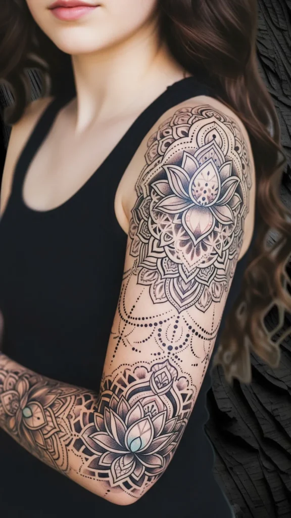 Lotus Mandala Sleeve Tattoo