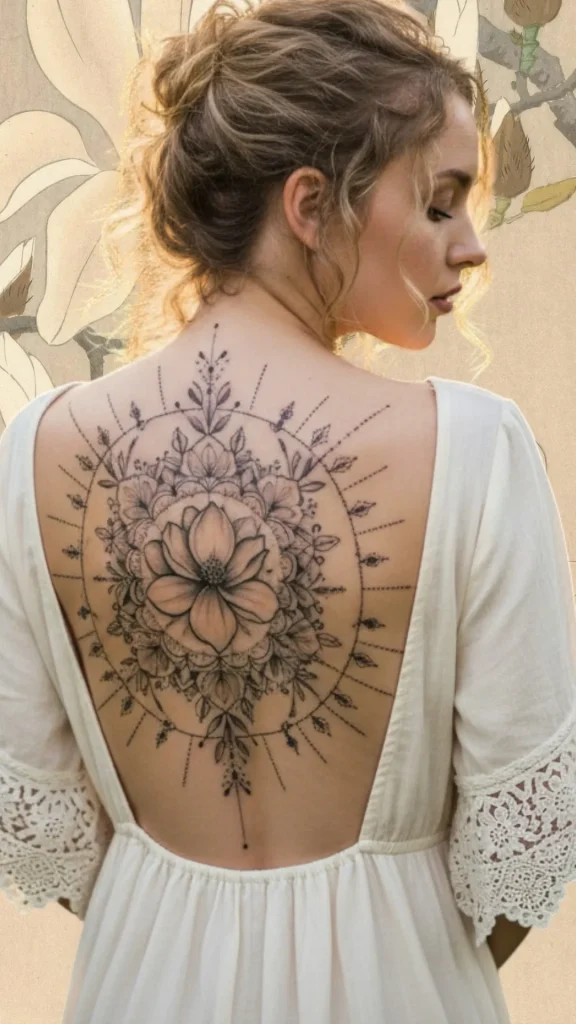 Magnolia Mandala Charm Tattoo