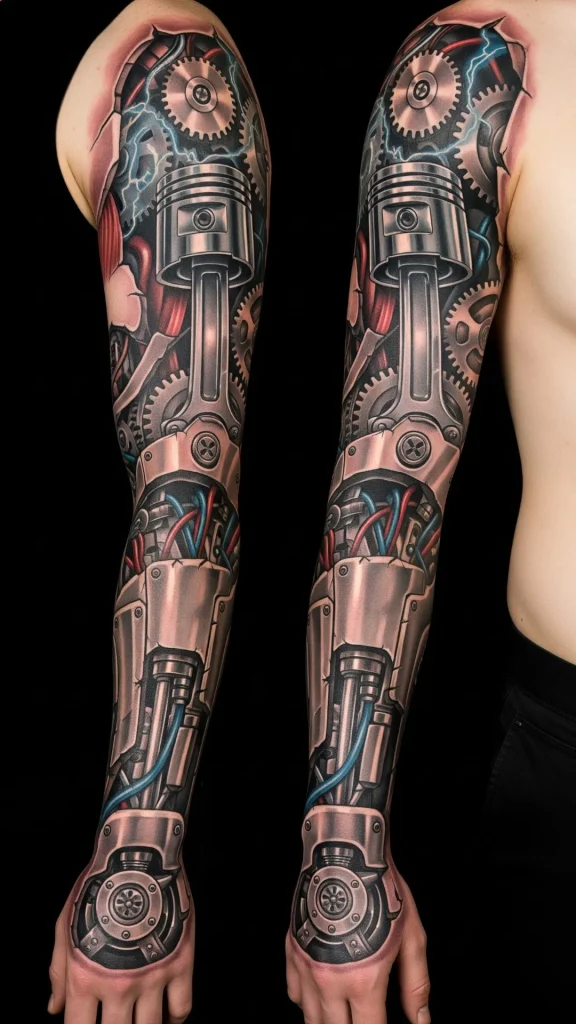Mechanical Arm Sleeve Tattoo