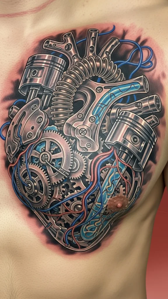 Mechanical Heart Tattoo