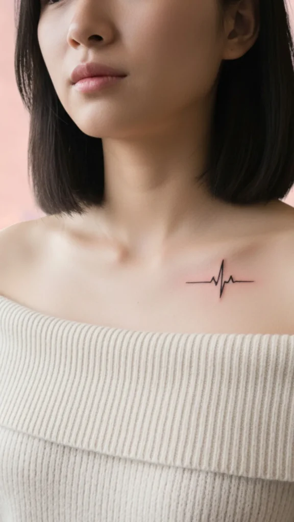 Mini Heartbeat Line Tattoo