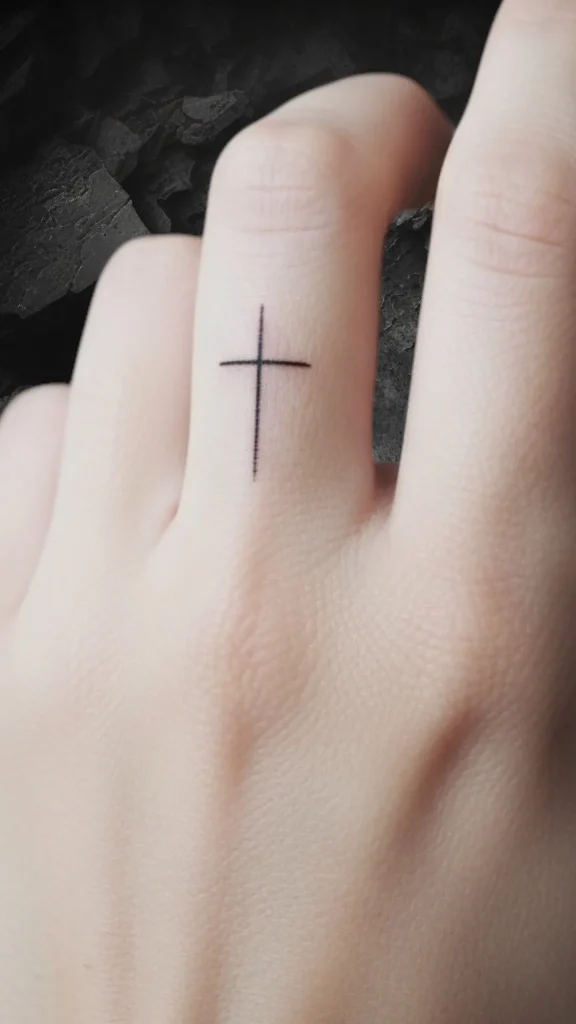 Minimal Cross Tattoo