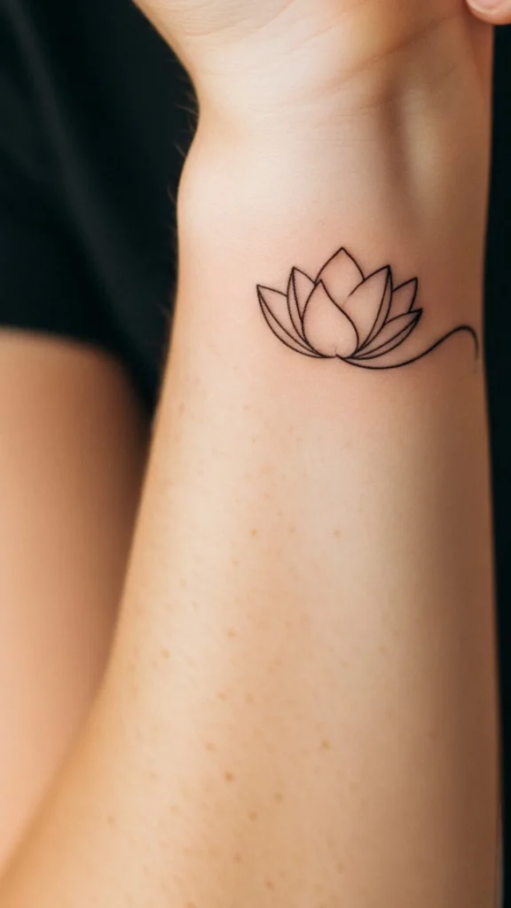 Minimalist Single Petal Lotus Tattoo