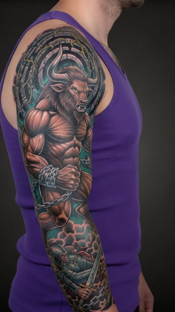 Minotaur’s Labyrinth Strength & Struggle Tattoo