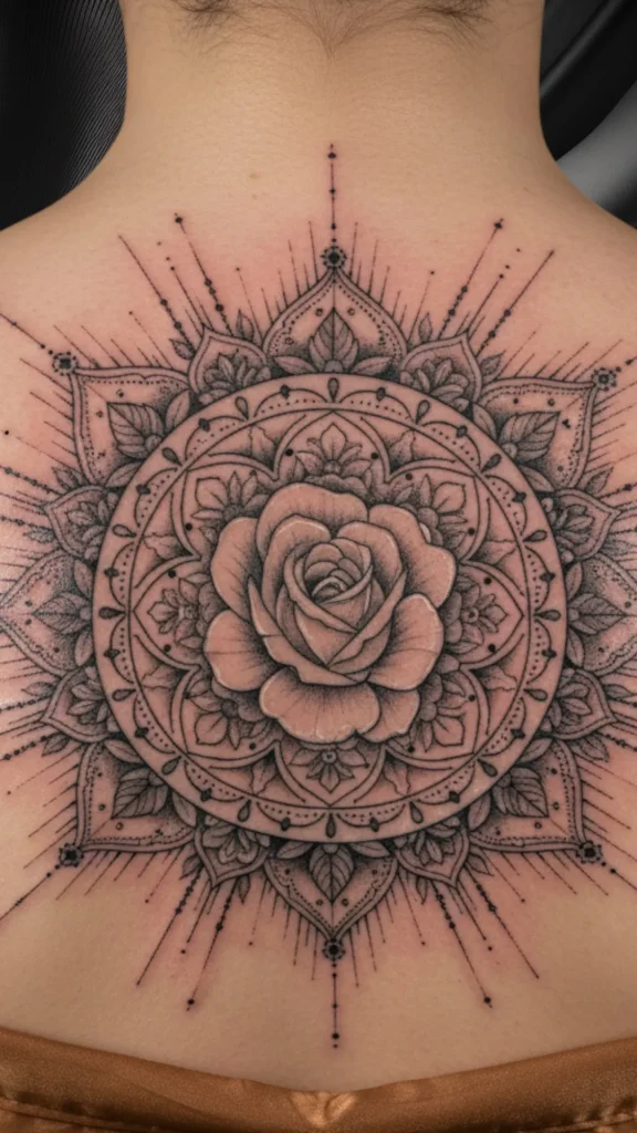 Rose Mandala Elegance Tattoo