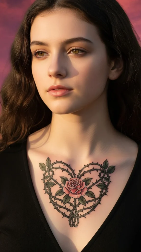 Rose & Thorn Heart Tattoo