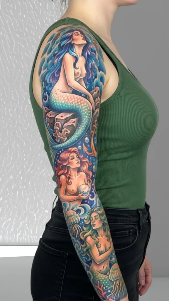 Sirens of the Deep Mythical Allure Tattoo