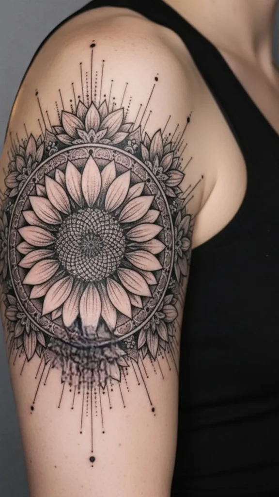 Sunflower Mandala Bloom Tattoo