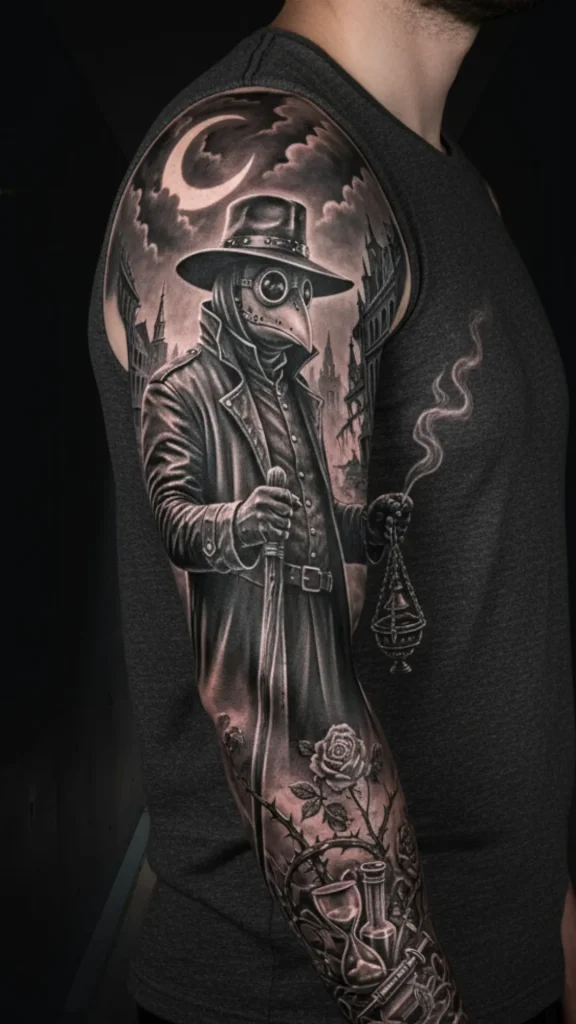 The Plague Doctor Sleeve Tattoo