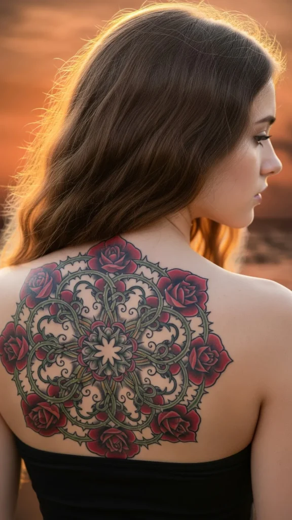 Thorny Rose Mandala Tattoo
