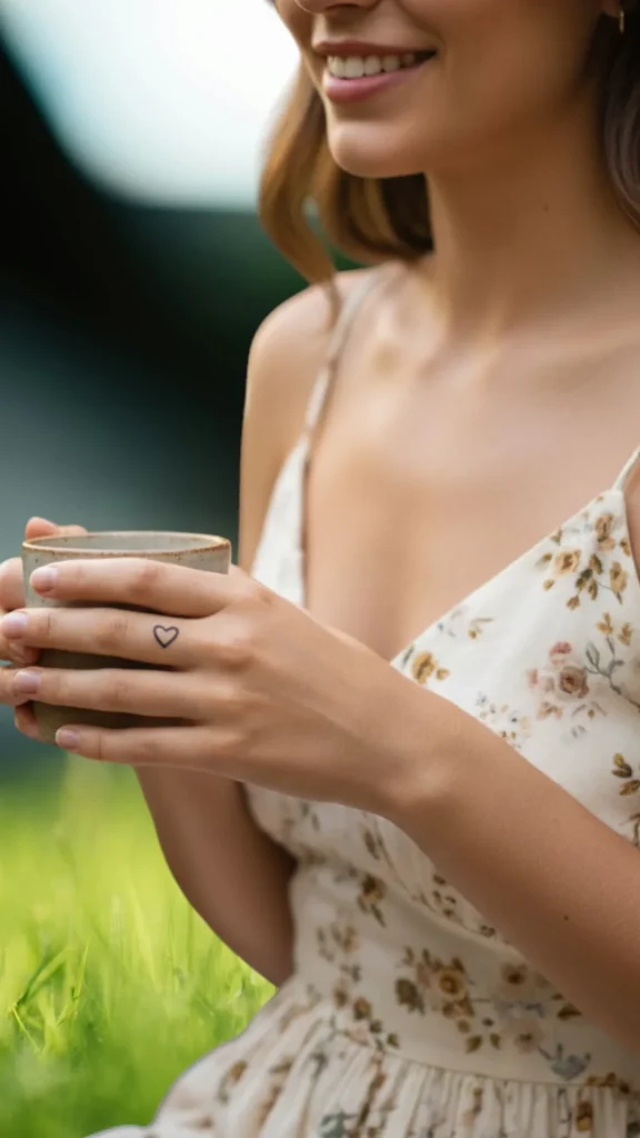 Tiny Heart Outline Tattoo