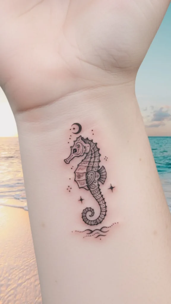 Tiny Seahorse Tattoo