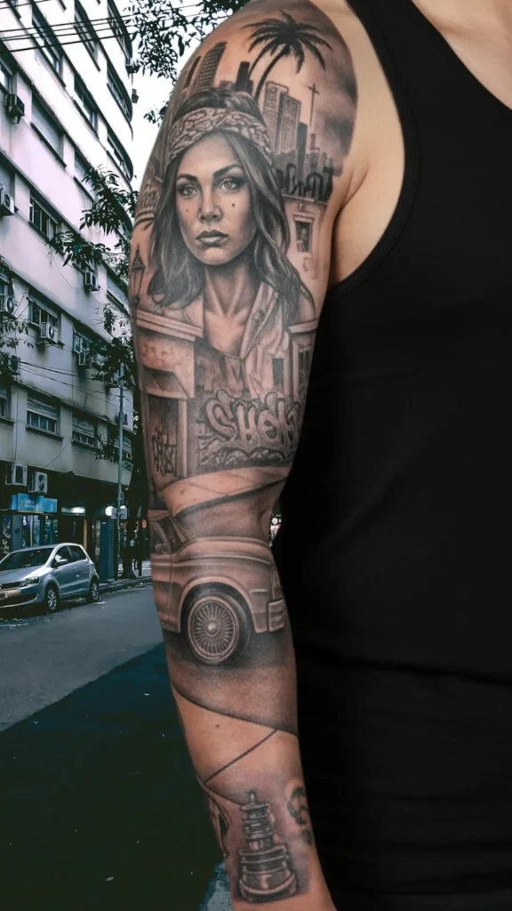 Urban Chicano Street Scenes Tattoo