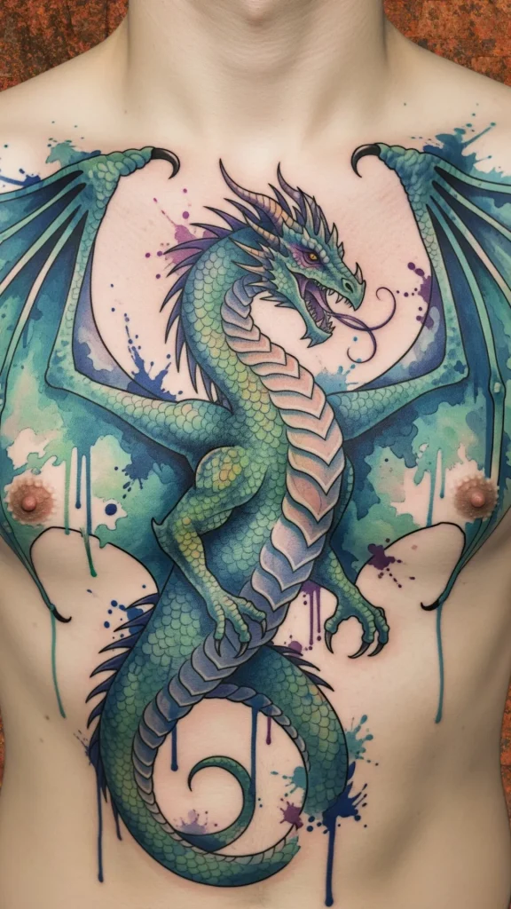 Watercolor Dragon Tattoos