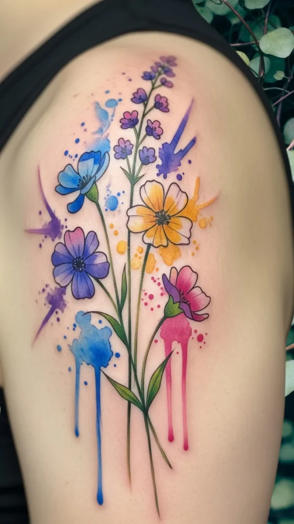 Watercolor Wildflower Tattoo
